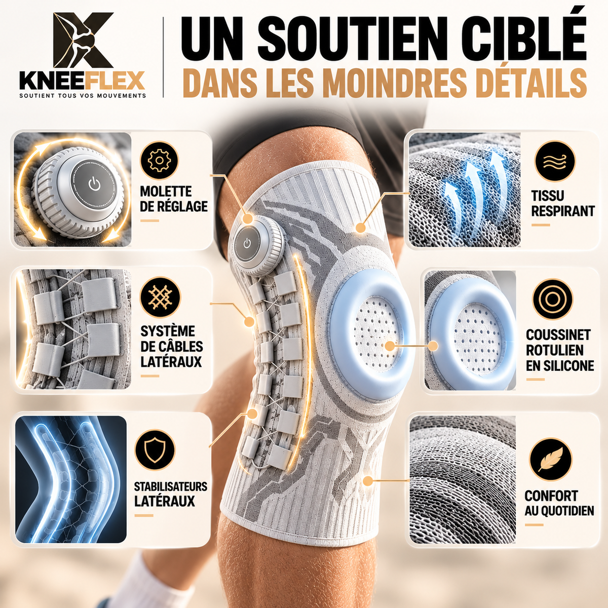 KneeFlex — Genouillère de maintien réglable