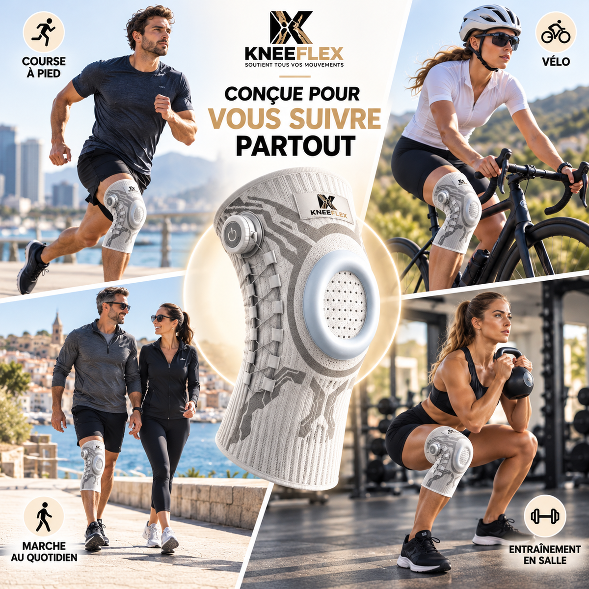 KneeFlex — Genouillère de maintien réglable